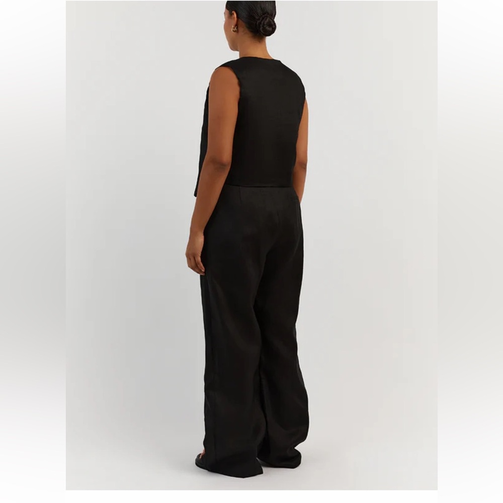 DISSH Norah Black Linen Wide Leg Pant with Pleats - Picture 2 of 6